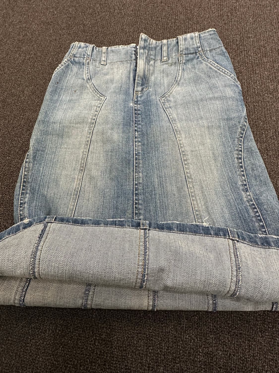 38)Japanese vintage 워싱 데님 미디 스커트 상품이미지5