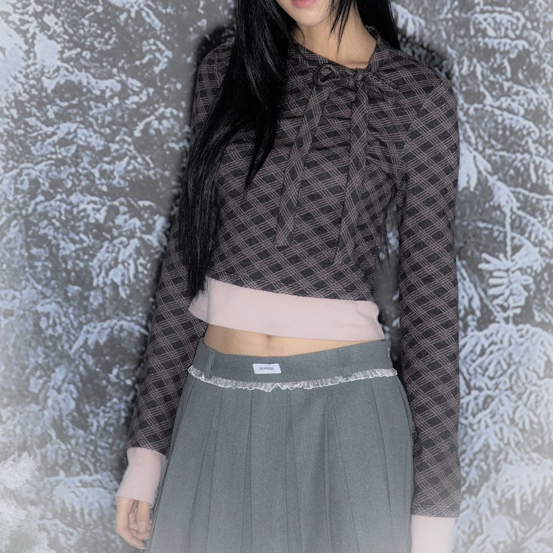 드라이로즈 체크 타이 레이어드 탑 상품이미지2