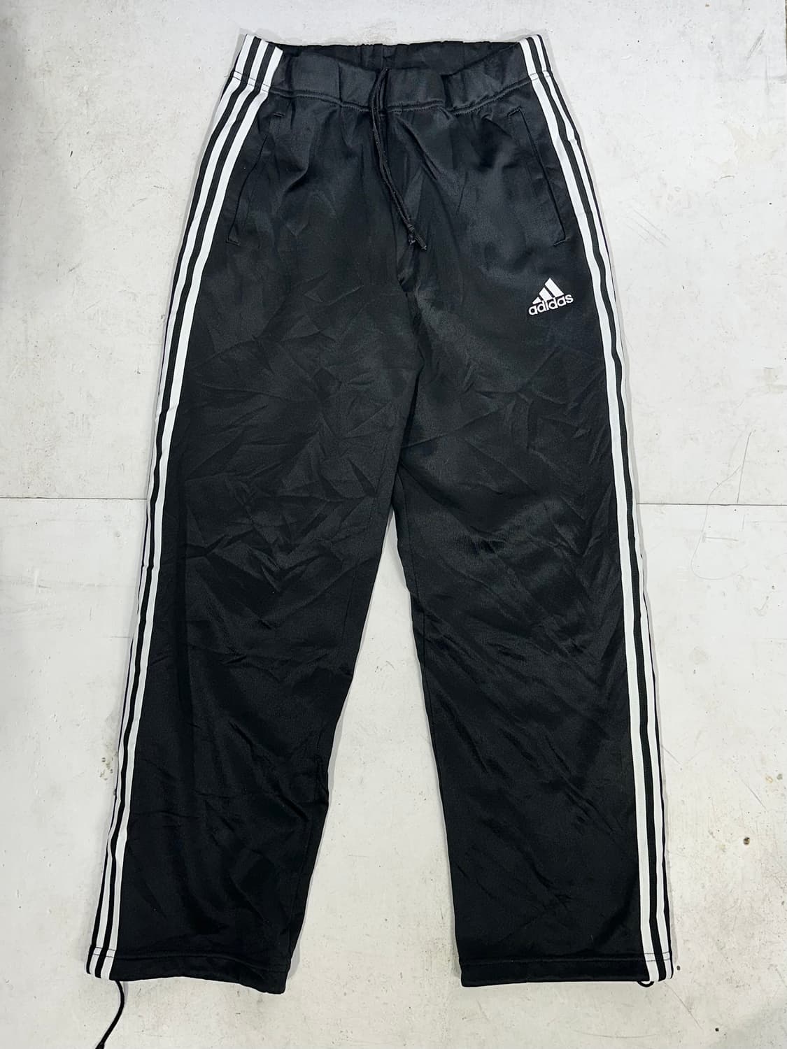 90s 아디다스 와이드 대대장 블랙 화이트 삼선 추리닝 트레이닝 팬츠 L 상품이미지4