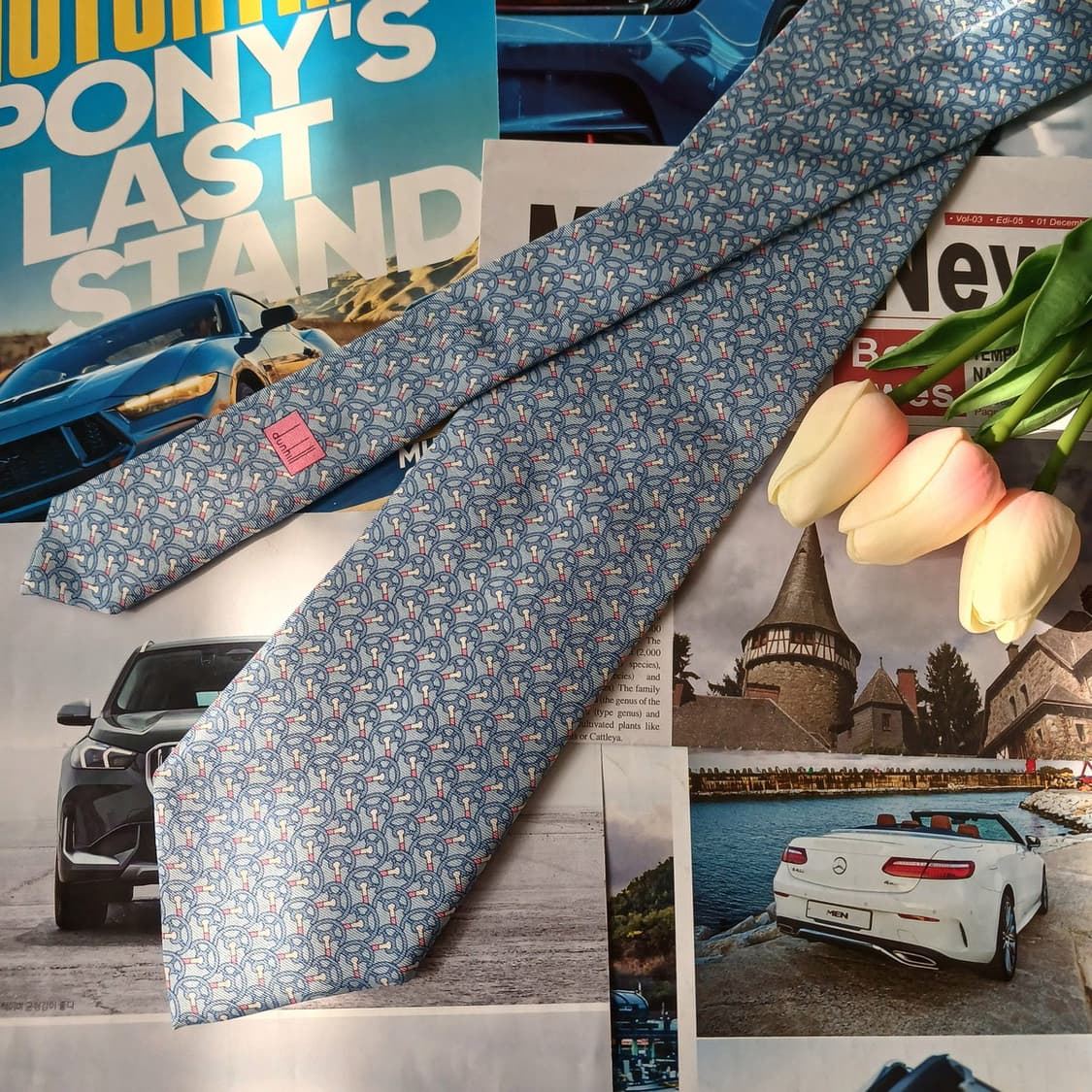 던힐 실크 스카이블루 스티어링 넥타이 9.3cm A+등급 A18914
 상품이미지3