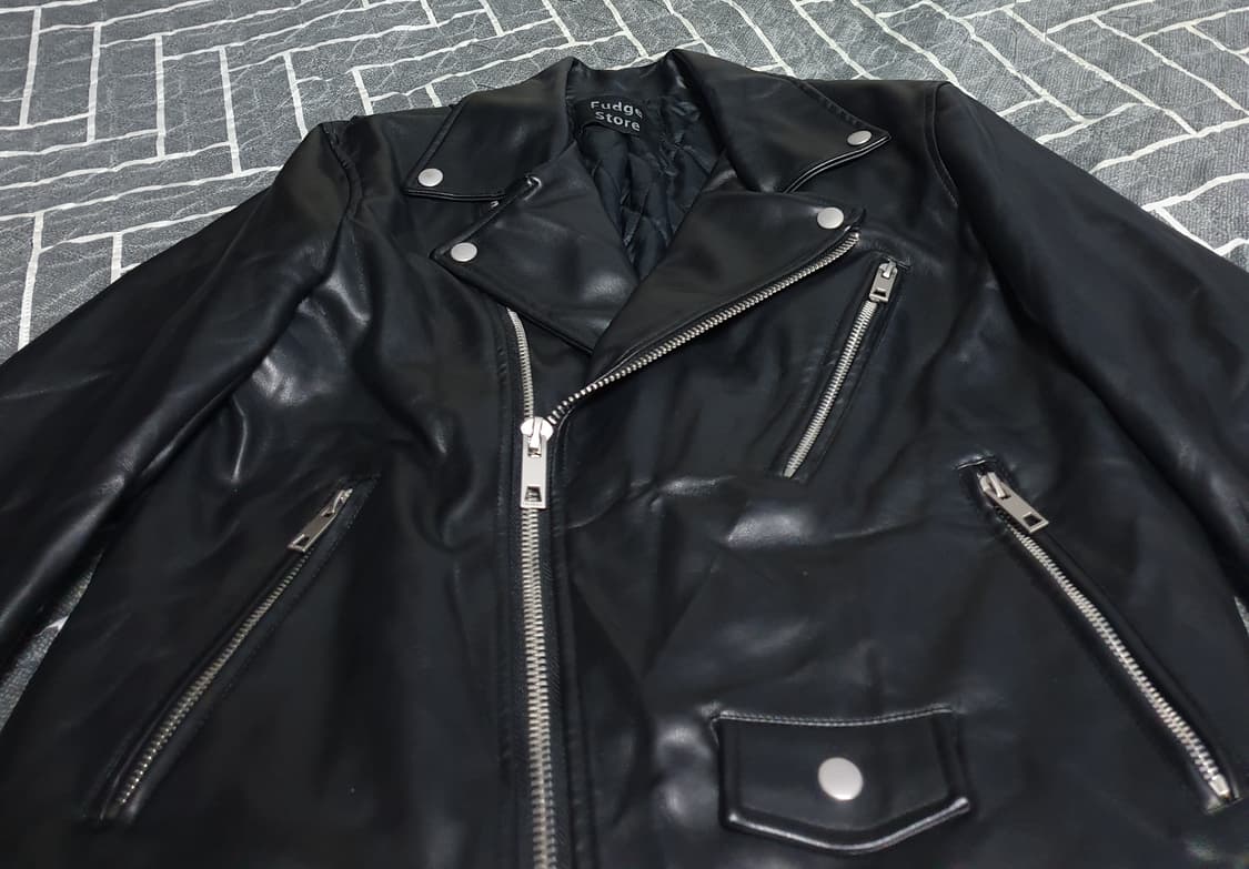 라퍼지스토어 버핑 레더 라이더 자켓 블랙 (S) 상품이미지2