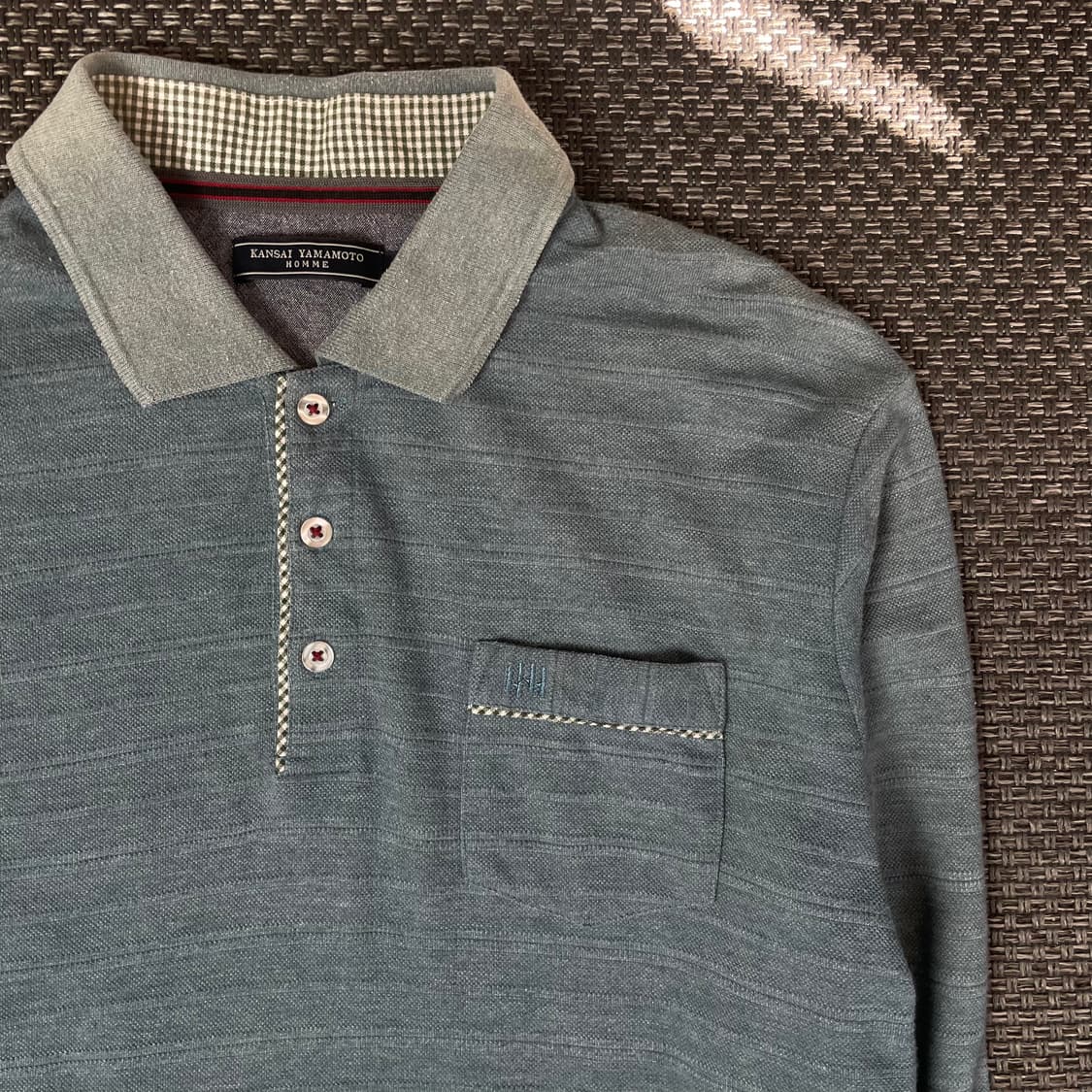 칸사이 야마모토 옴므 블루 PK 카라 긴팔티 상품이미지3