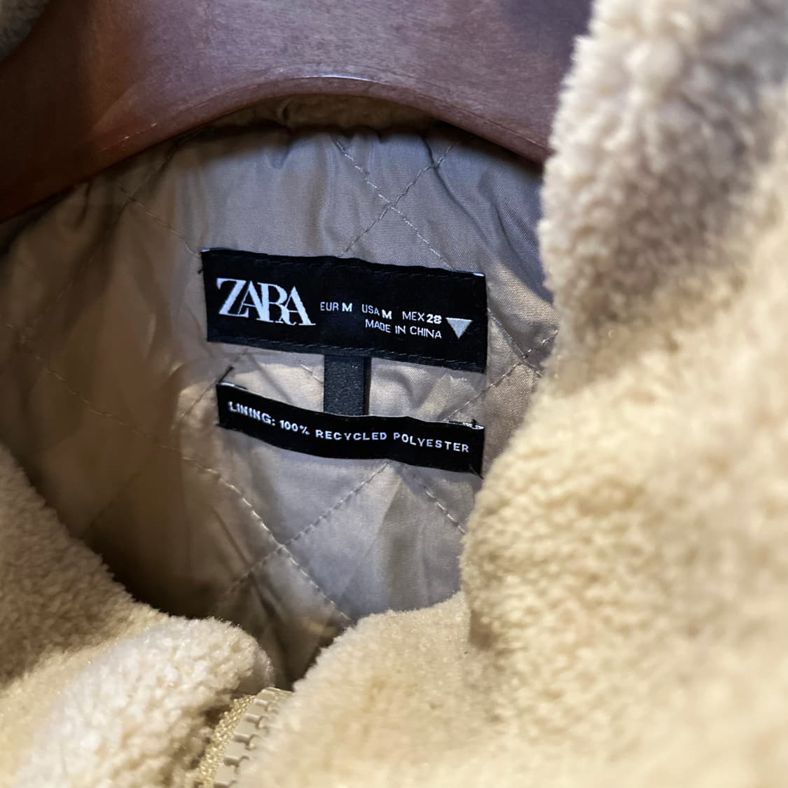 ZARA 자라 셰르파 플리스 숏 자켓 빅포켓 스트링 디테일 베이지 상품이미지6