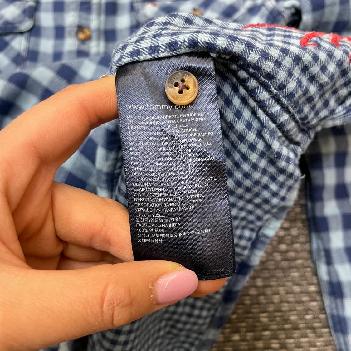 타미힐피거 블루 체크 투포켓 웨스턴 긴팔 셔츠 164 상품이미지6