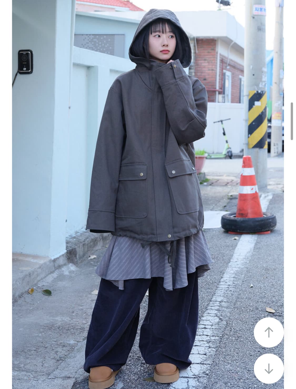 틸데서울 워크 오버 누빔 후드 자켓 카키 상품이미지3