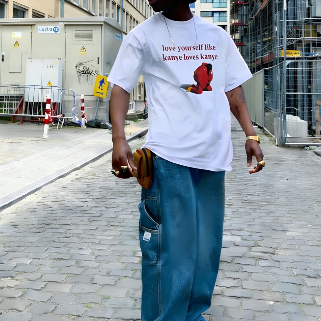 [새상품 L사이즈] 트렌디 커스텀 Kanye 문구 프린트 반팔 상품이미지5