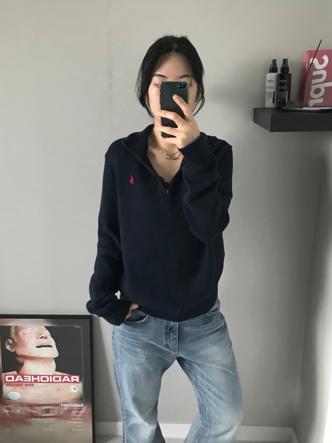 폴로 랄프로렌 신형택 포니로고 네이비 반집업 니트 상품이미지2