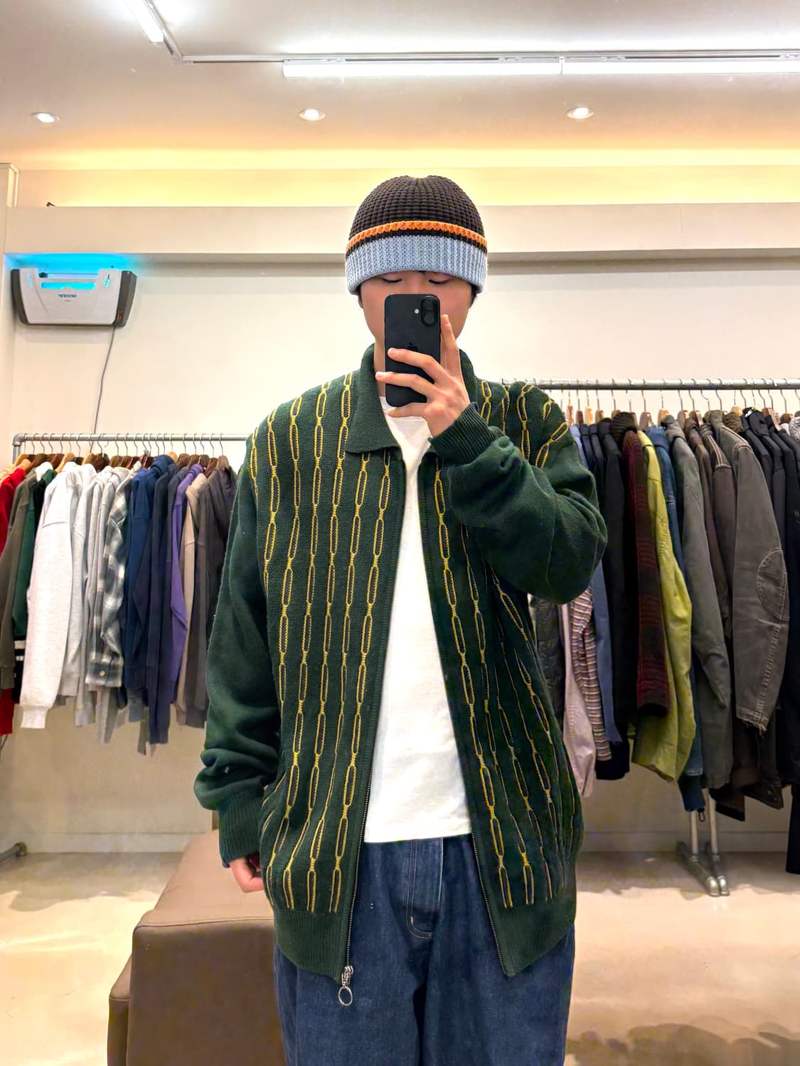 디스이즈네버댓 골드 체인 패턴 니트 집업 상품이미지6