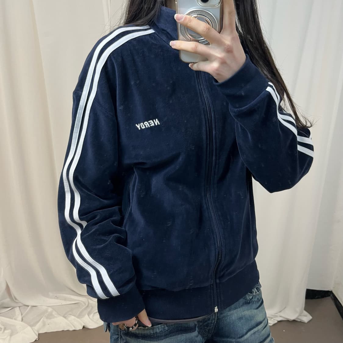 NERDY navy velvet jersey 상품이미지3