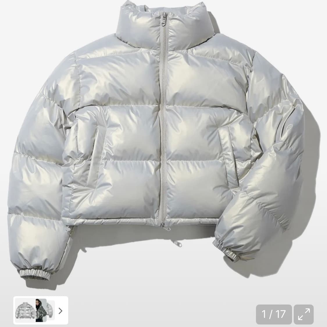 비터셀즈 글로시 크롭 푸퍼 자켓 패딩 실버 상품이미지1