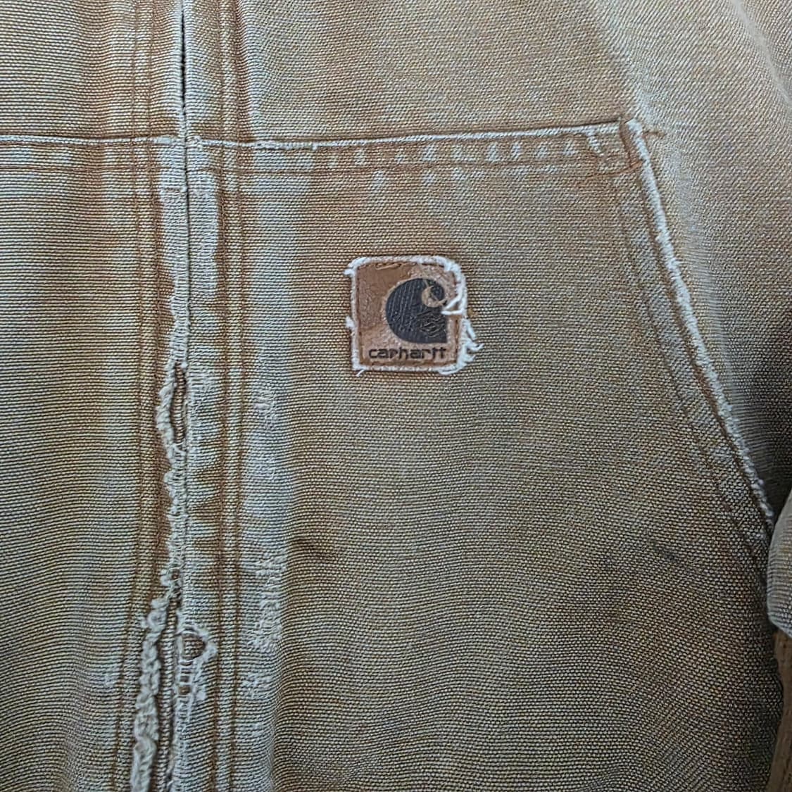 [2XL] 00s 빈티지 칼하트 j130 BRN 트래쉬드 페이드 워크자켓 상품이미지4