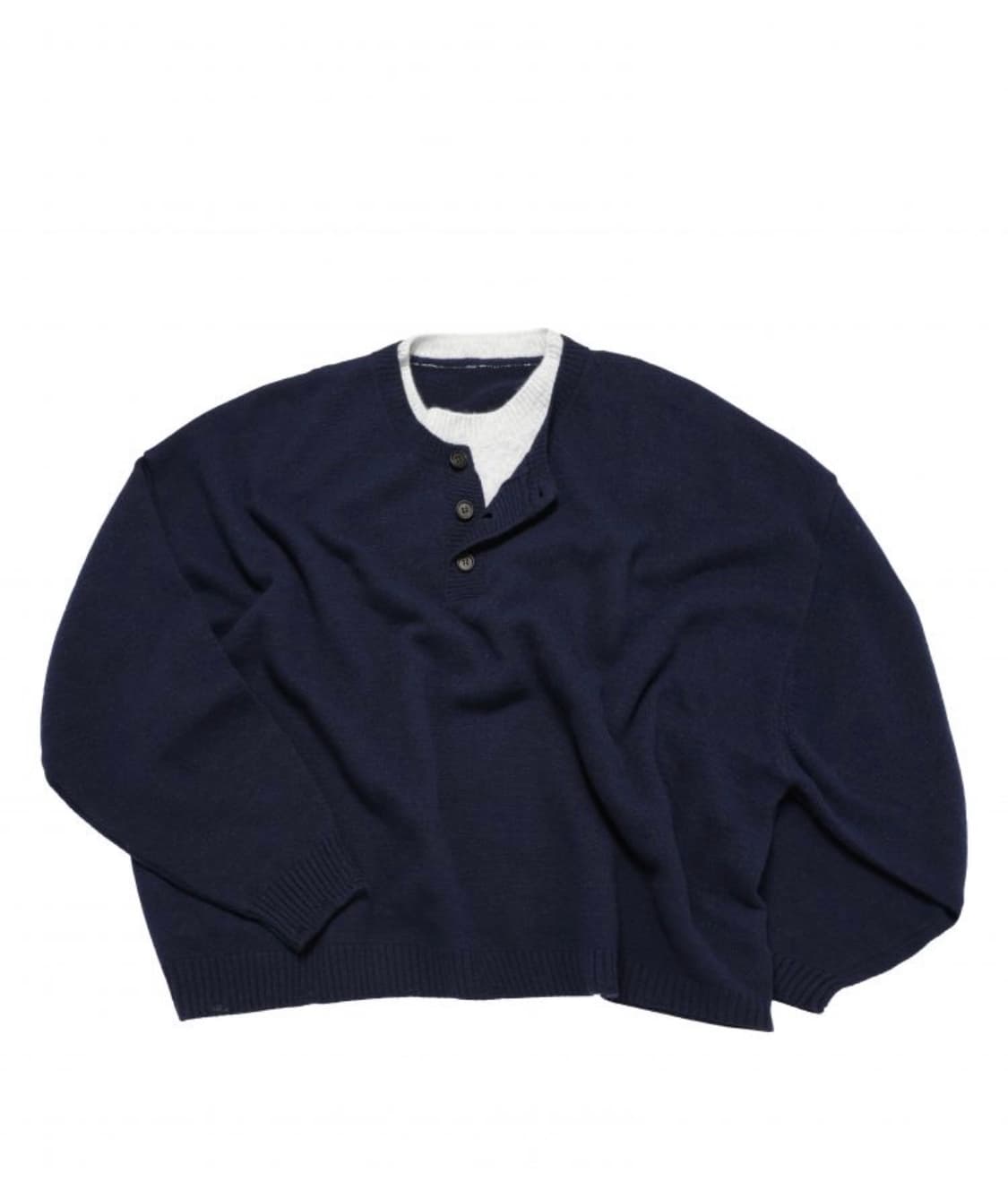 Mjd CONTRAST NECK CASH CROP KNIT NAVY 상품이미지1