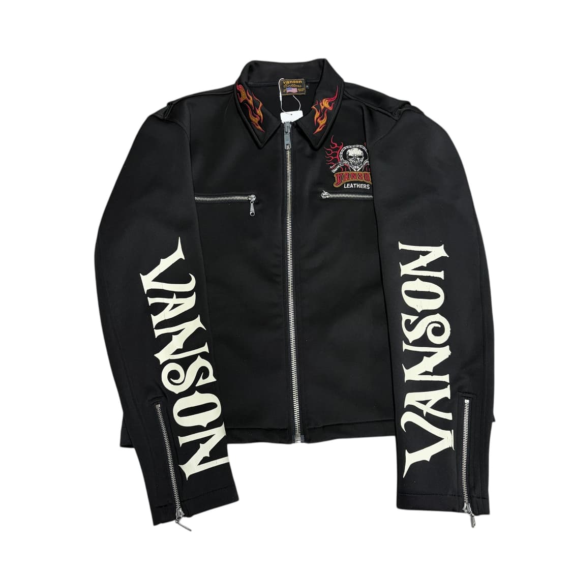 밴슨 스컬 불꽃 자수 져지 자켓 상품이미지2