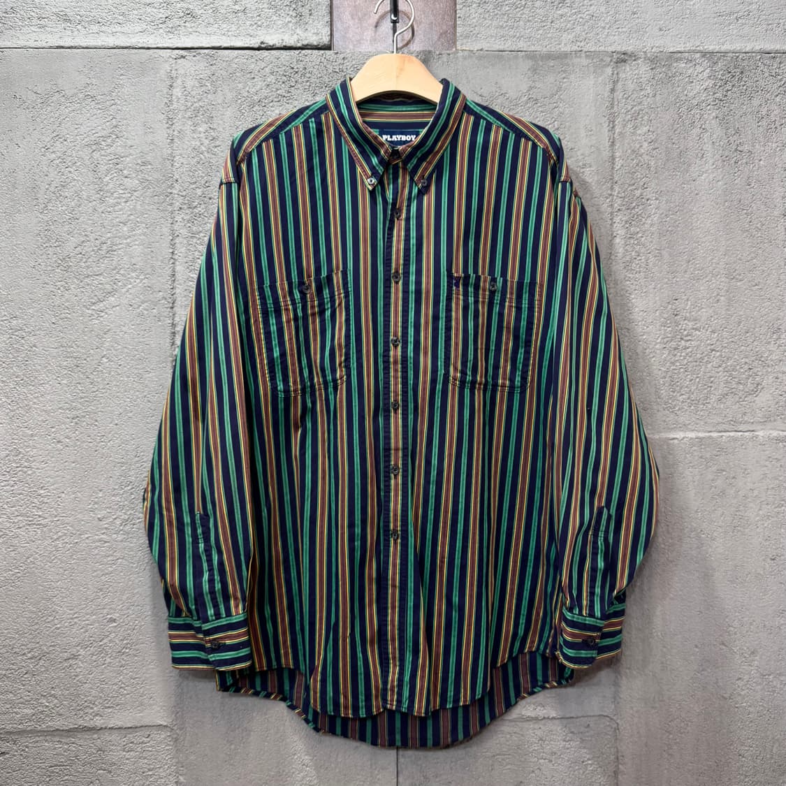90s 플레이보이 스트라이프 셔츠 (XL) 상품이미지1