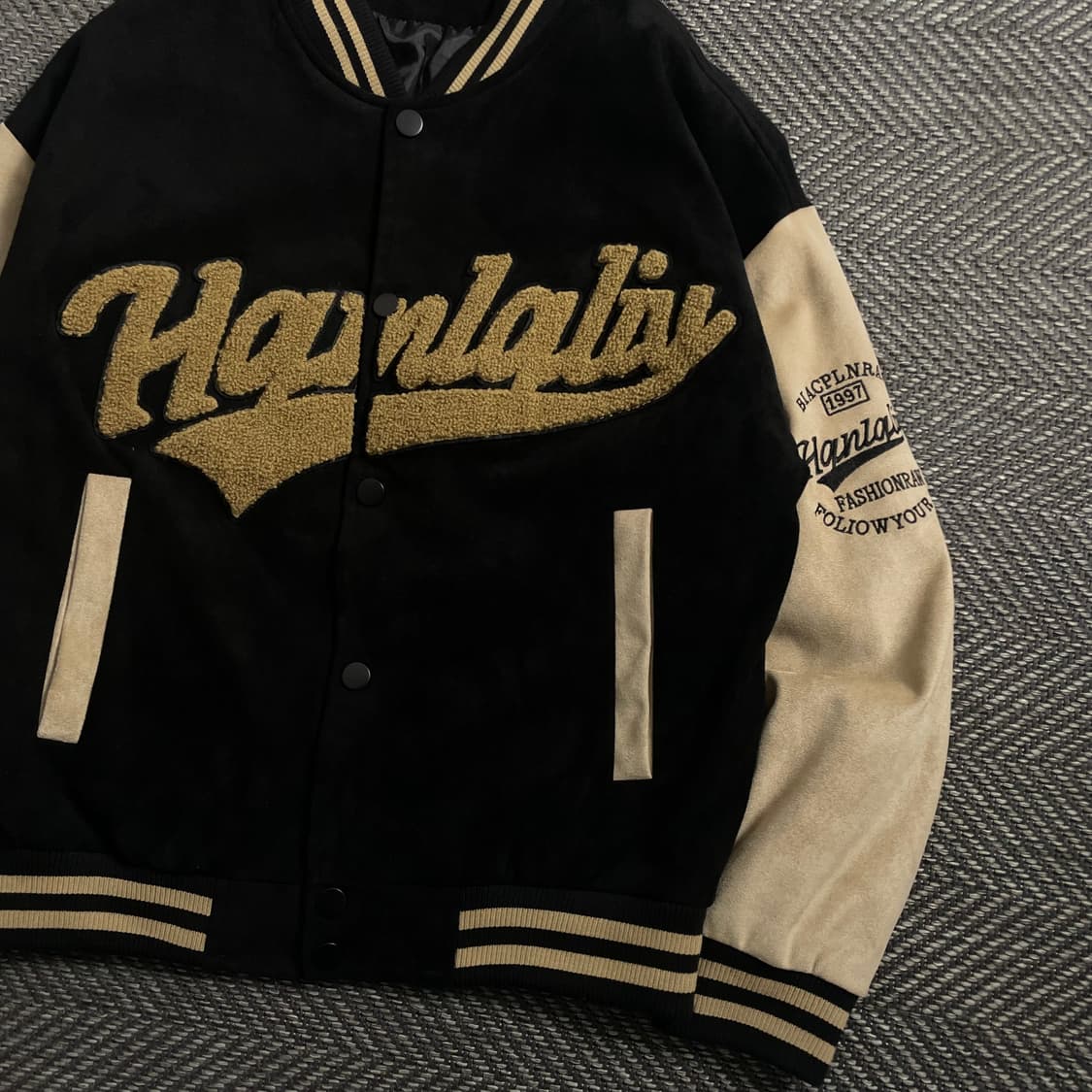 빈티지 Hanralis 빅로고 스웨이드 스타디움 자켓 y 4163 상품이미지3