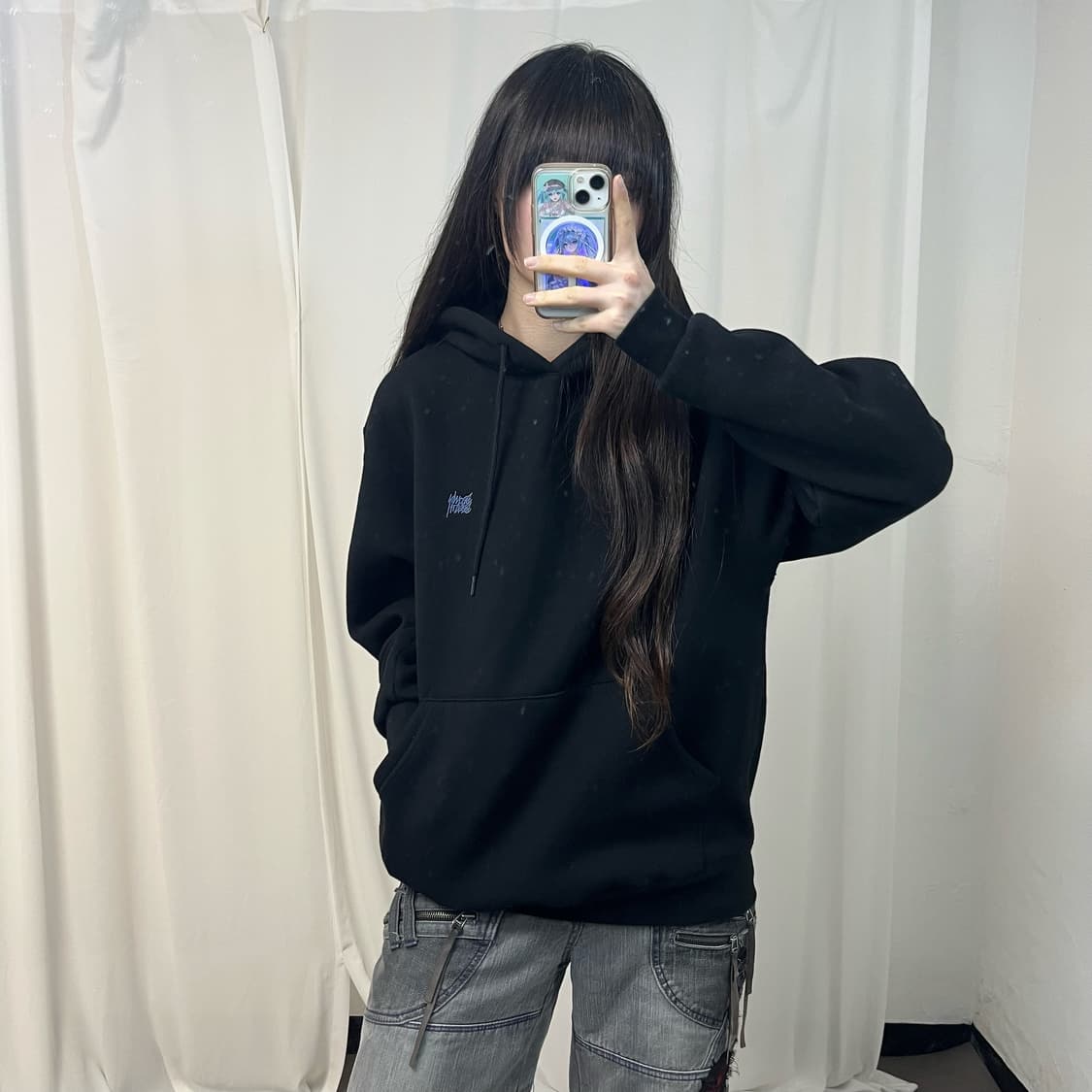 Brown Breath black hoodie 상품이미지1