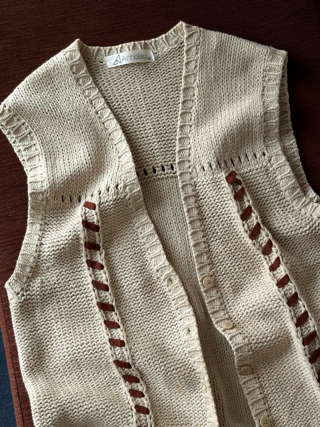 Middle gauge cotton knitted design vest 상품이미지2