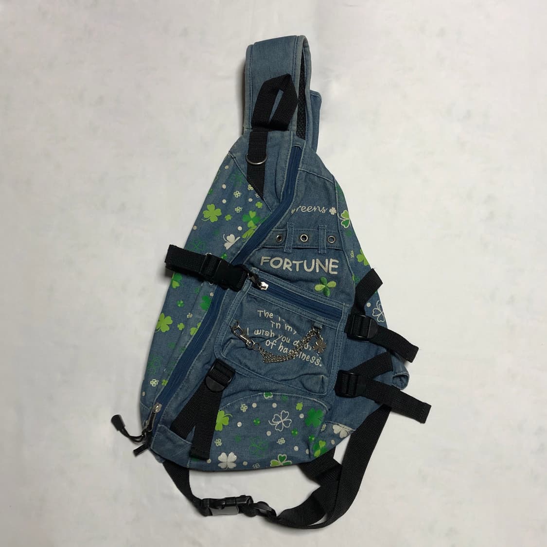 데님 클로버 원숄더 백팩 상품이미지1