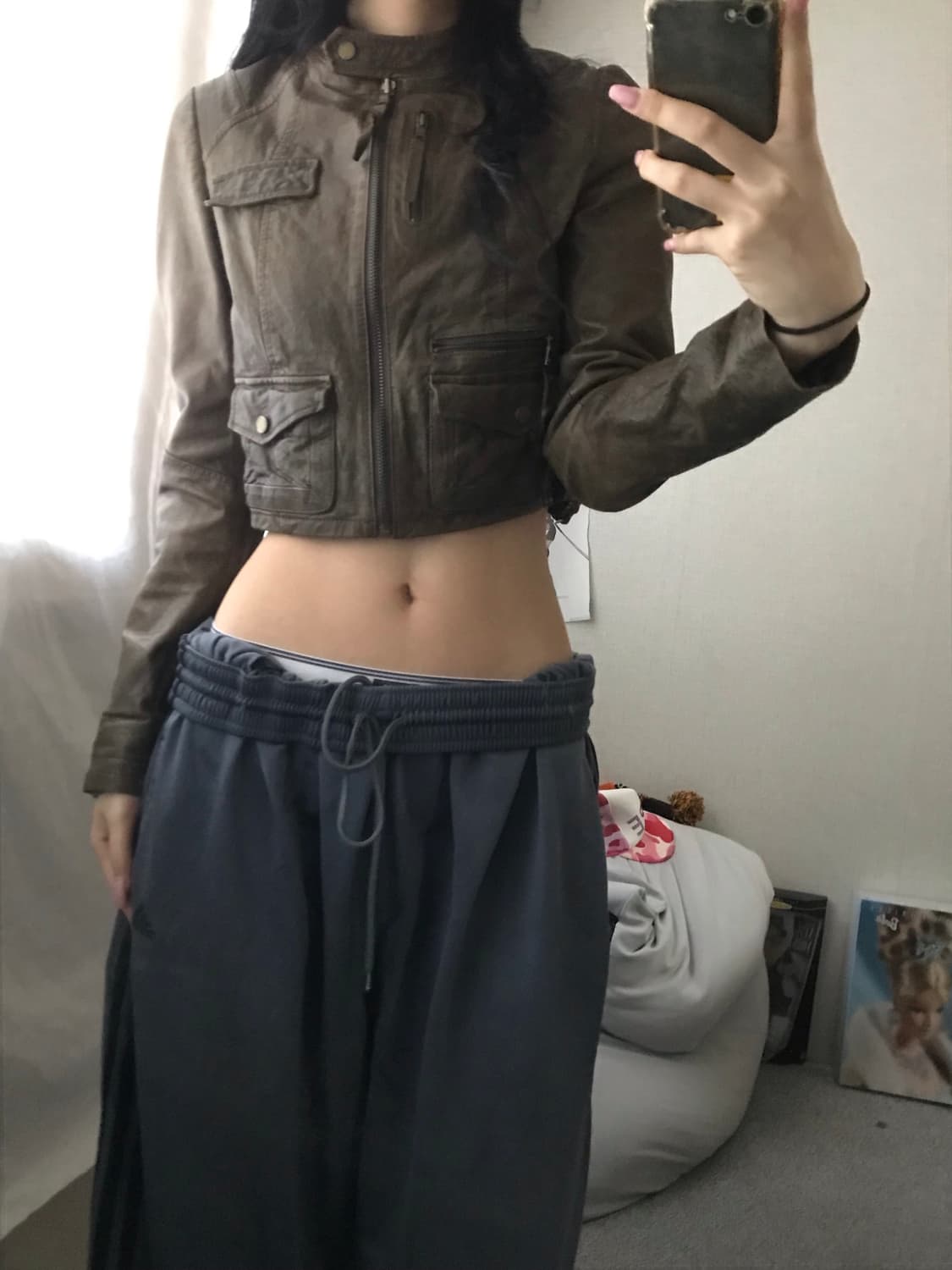 빈티지 넥버클디테일 레더자켓 상품이미지2