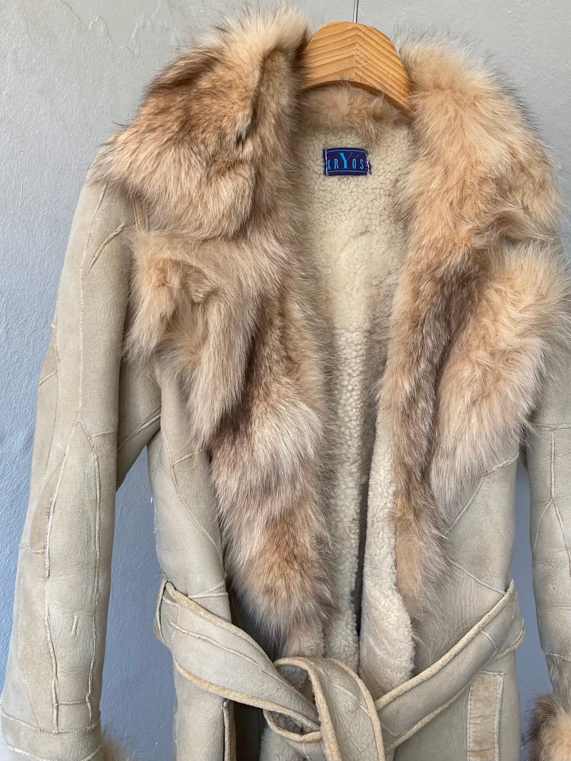 y2k 가죽 패치워크 롱 퍼 코트 상품이미지2