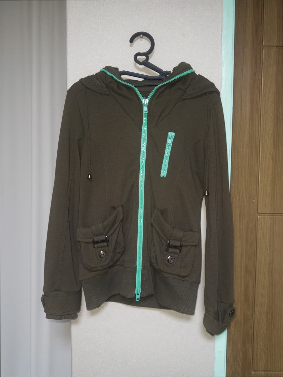 y2k 갸루 빈티지 미쿠 민초 민트 브라운 후드집업 상품이미지1