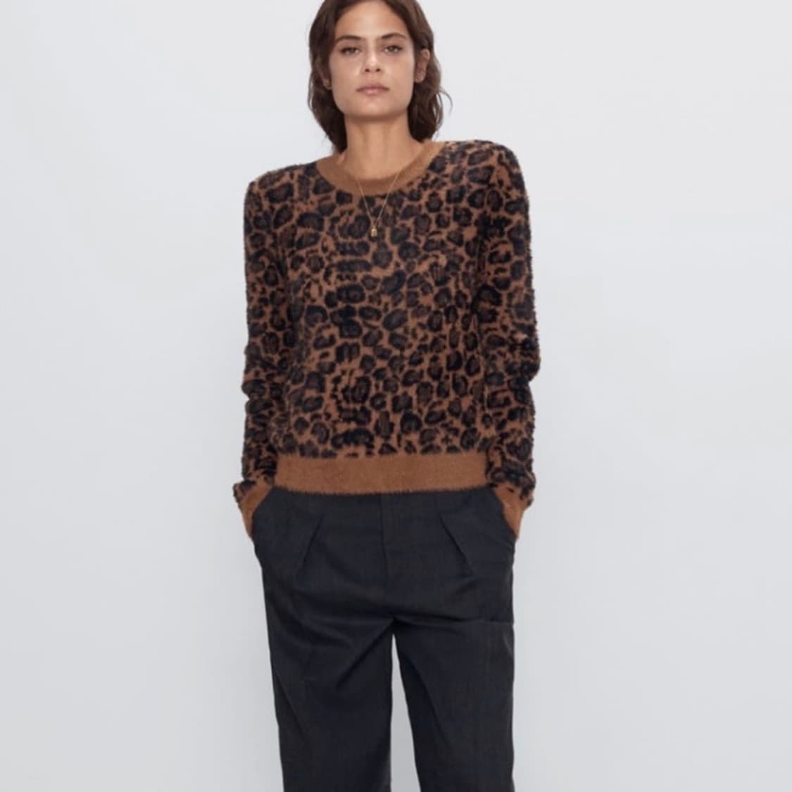 자라 레오파드 호피 자카드 니트 상품이미지2