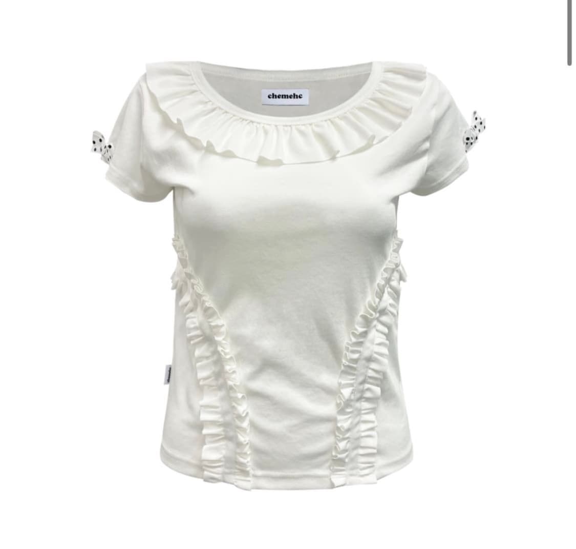 급처) Chemehc 체메씨 CURVED FRILL TEE 아이보리 상품이미지1