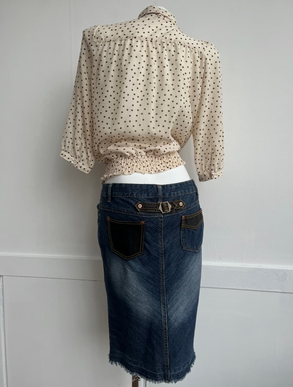  H.S.N 워싱 데님 미디 스커트  상품이미지2