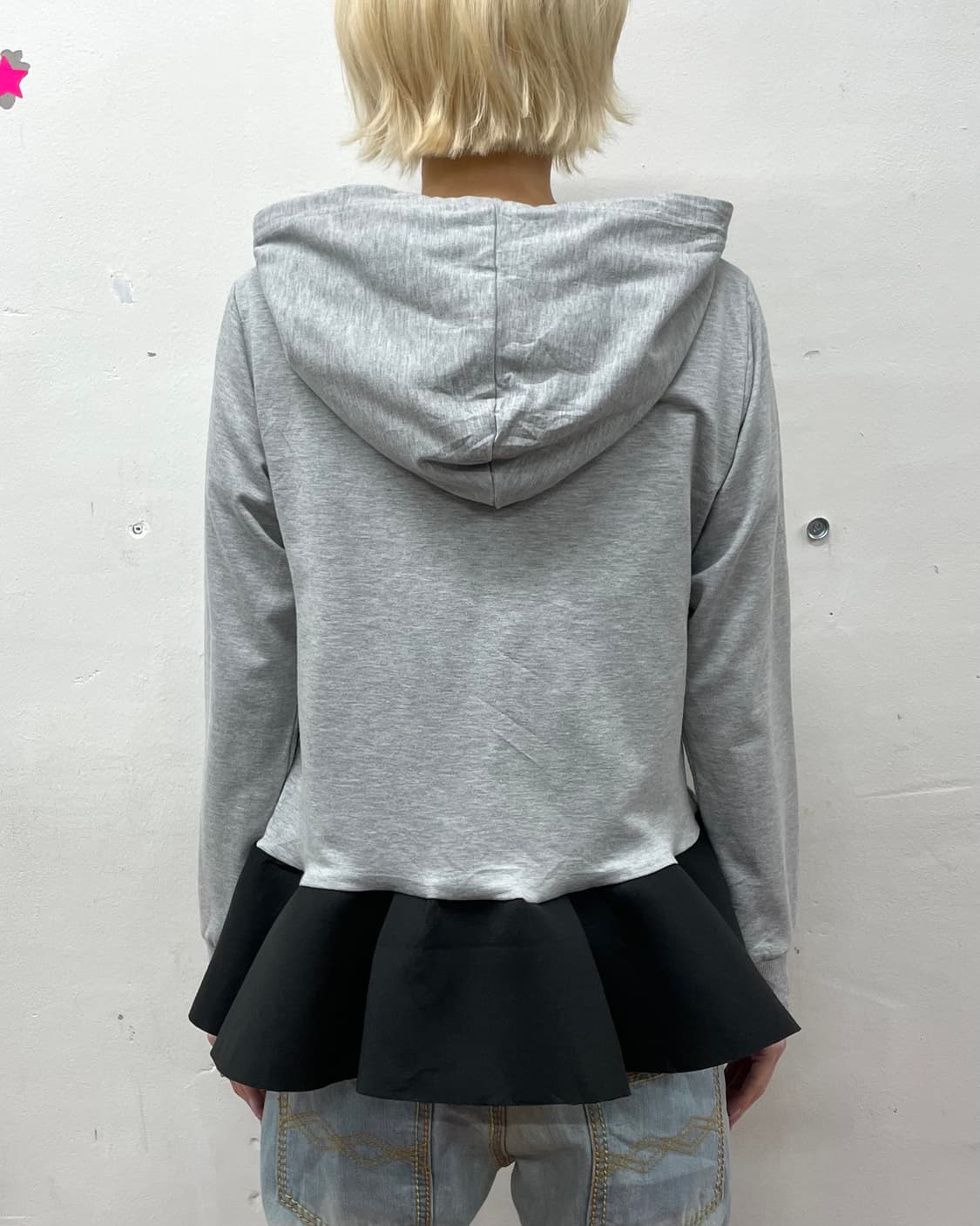 Black lace gray hooded zip-up  상품이미지3