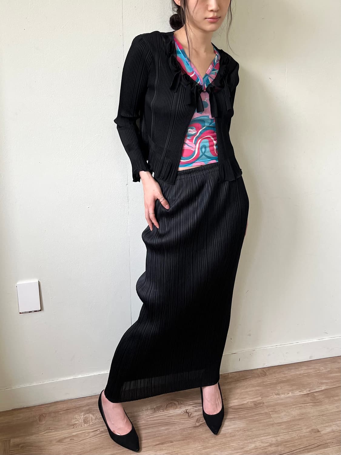 PLEATS PLEASE 블랙 플리츠 스커트 상품이미지5