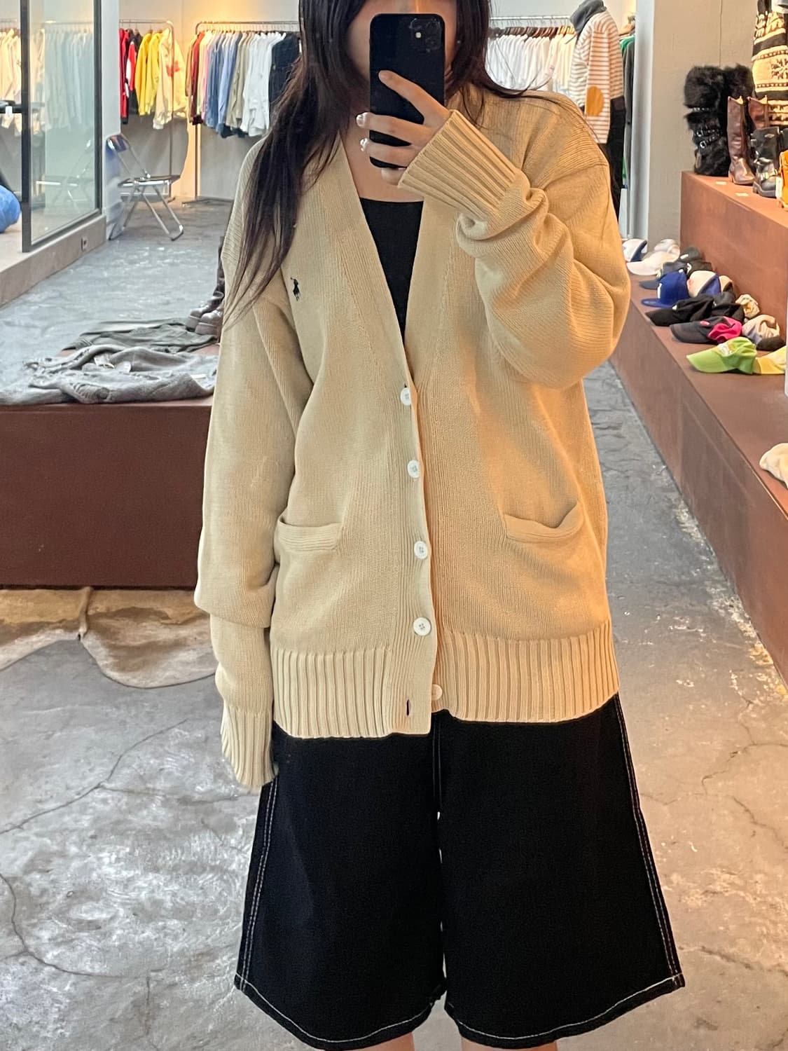 폴로 랄프로렌 포니 박시핏 베이지 가디건 H572 상품이미지1