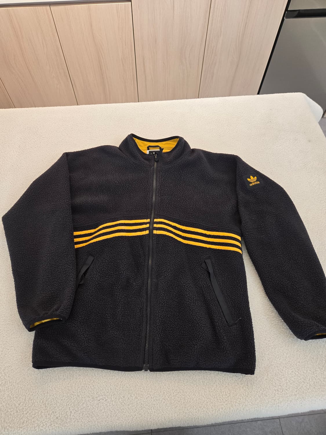 아디다스 삼선 플리스 자켓 블랙/옐로우 XL 상품이미지2