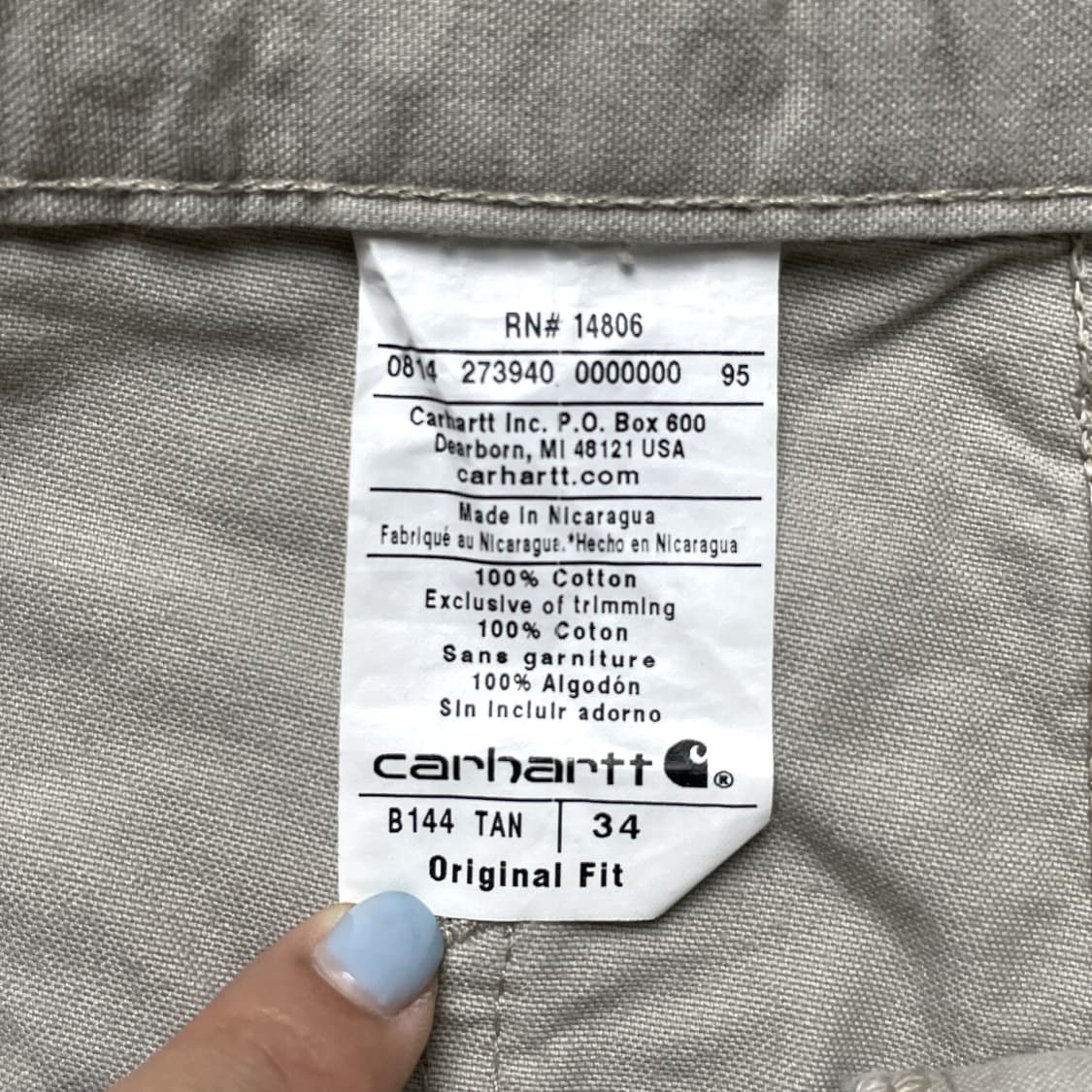 CARHARTT 칼하트B144 베이지 카펜터 워크 하프팬츠 A01164 상품이미지10