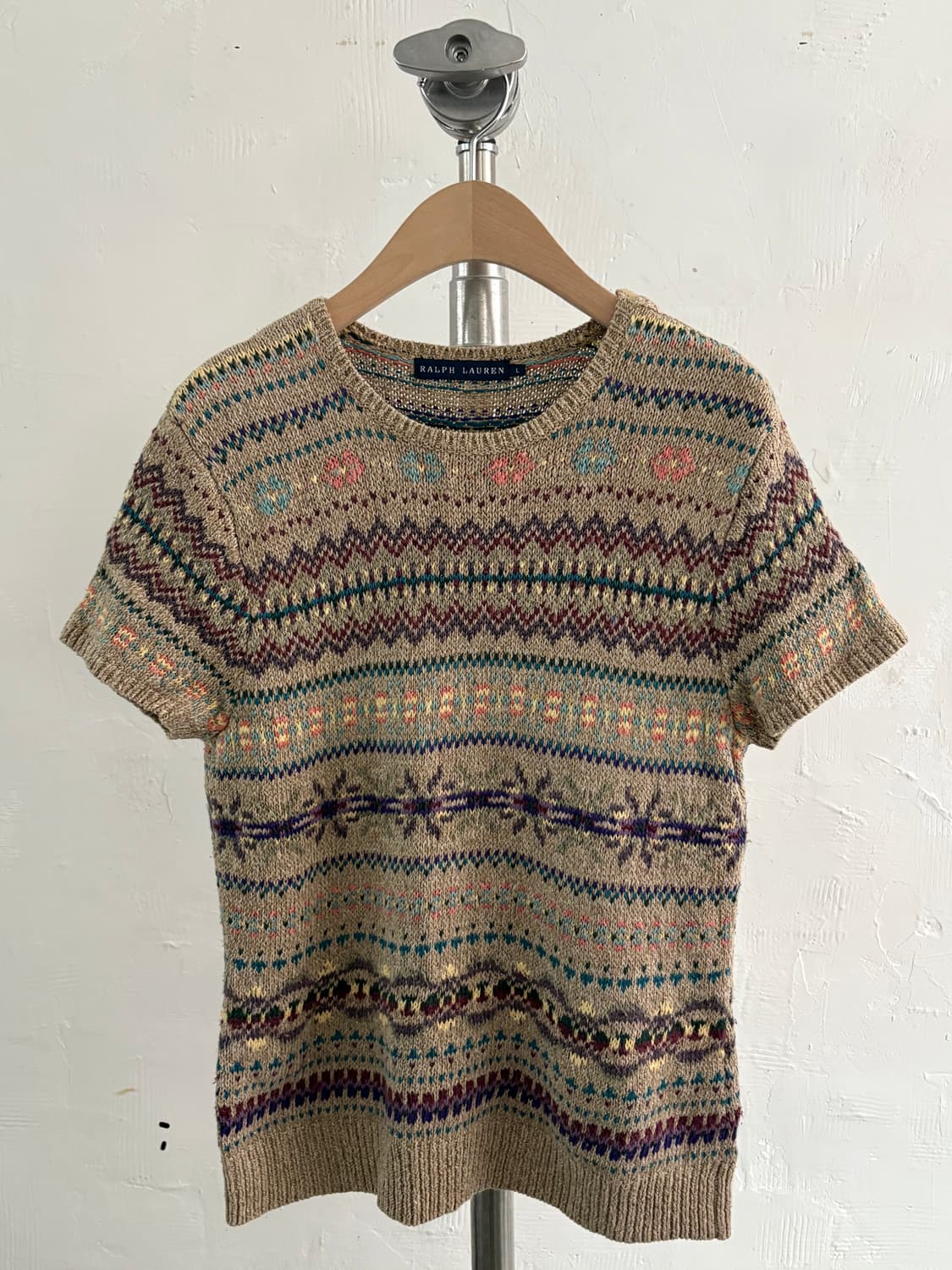 Polo 랄프로렌 우먼라인 페어아일 패턴 반팔 니트 상품이미지1