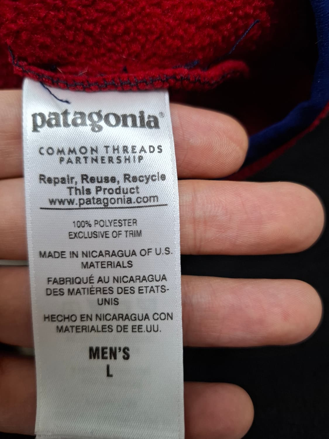 L 파타고니아 켄달제너 신칠라 네이비 레드 플리스 풀오버 상품이미지5