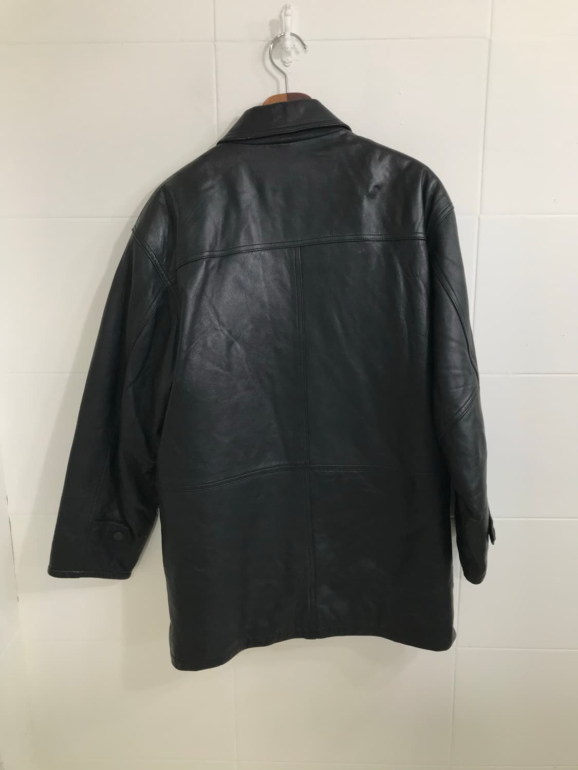 빈티지 레더 버튼 집업 가죽 자켓 상품이미지5