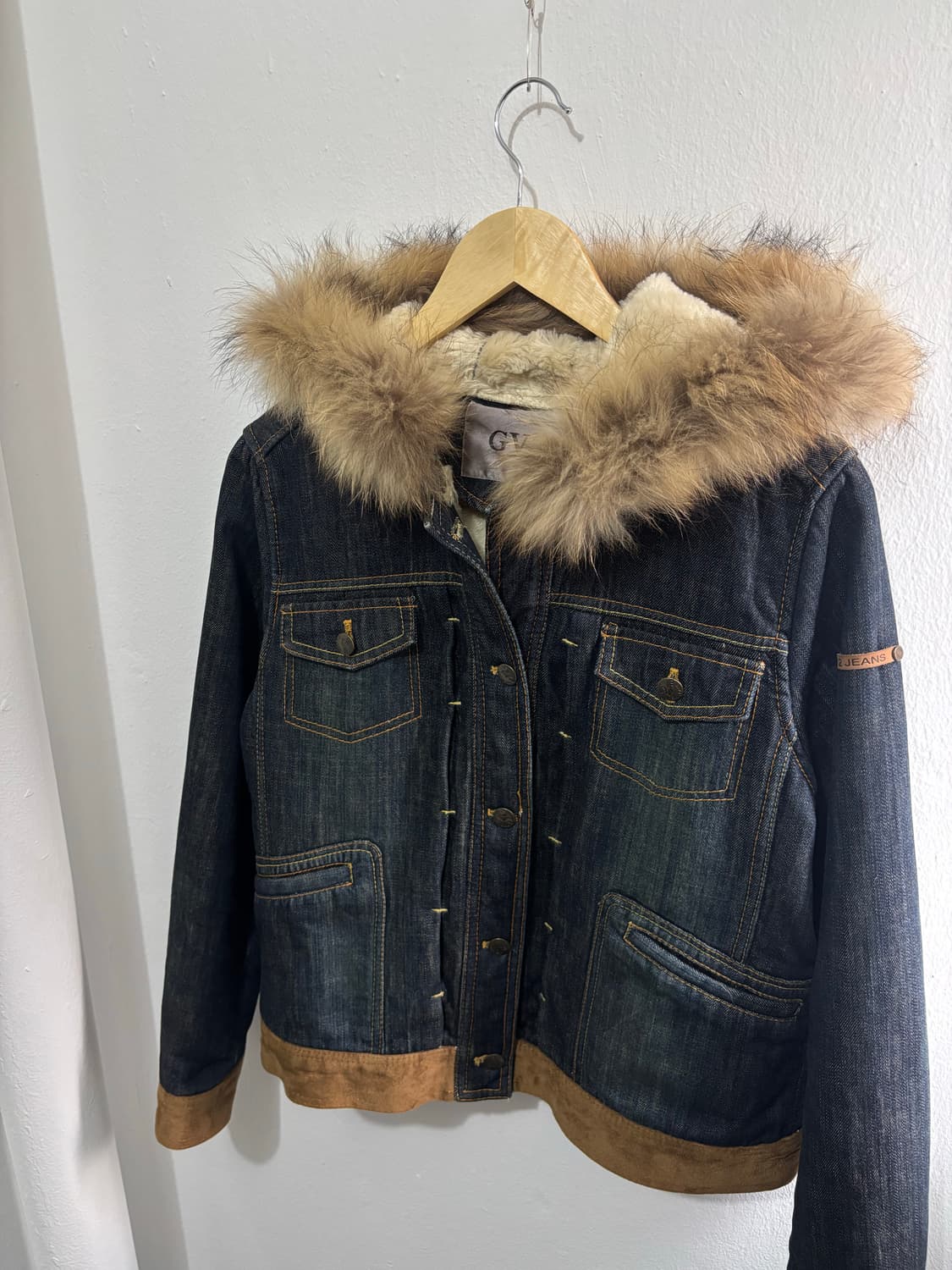 Vintage Fur Hood Denim Jacket 상품이미지6