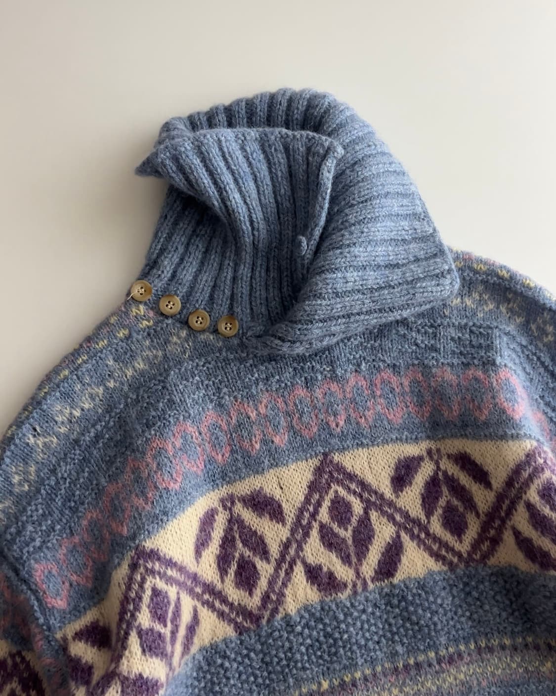 엘엘빈 셰틀랜드 울 숄카라 빈티지 패턴 니트 M 상품이미지4