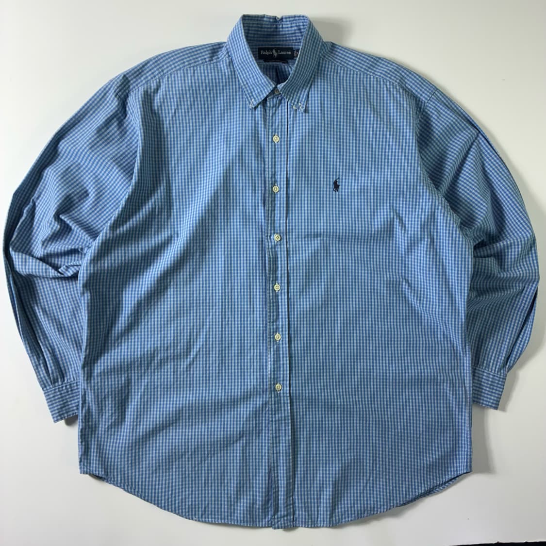 Polo  폴로 랄프로렌 자수 코튼 블루 체크 셔츠  상품이미지1