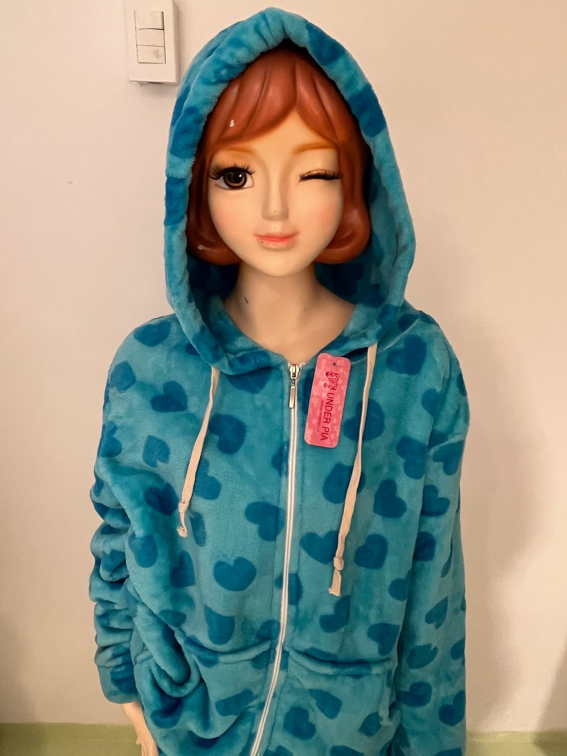 터콰이즈 블루 하트패턴 파자마 세트 🩵 상품이미지1