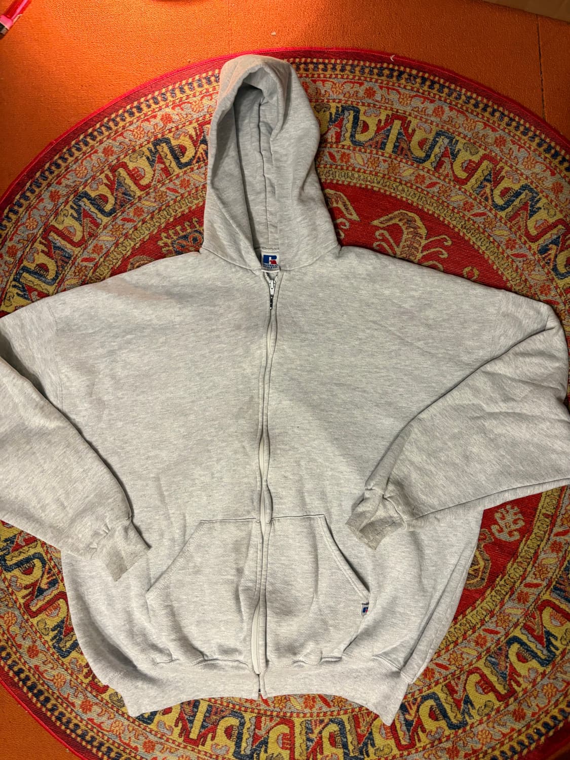 90s 미제 러셀 빈티지 후드 집업 그레이 상품이미지1