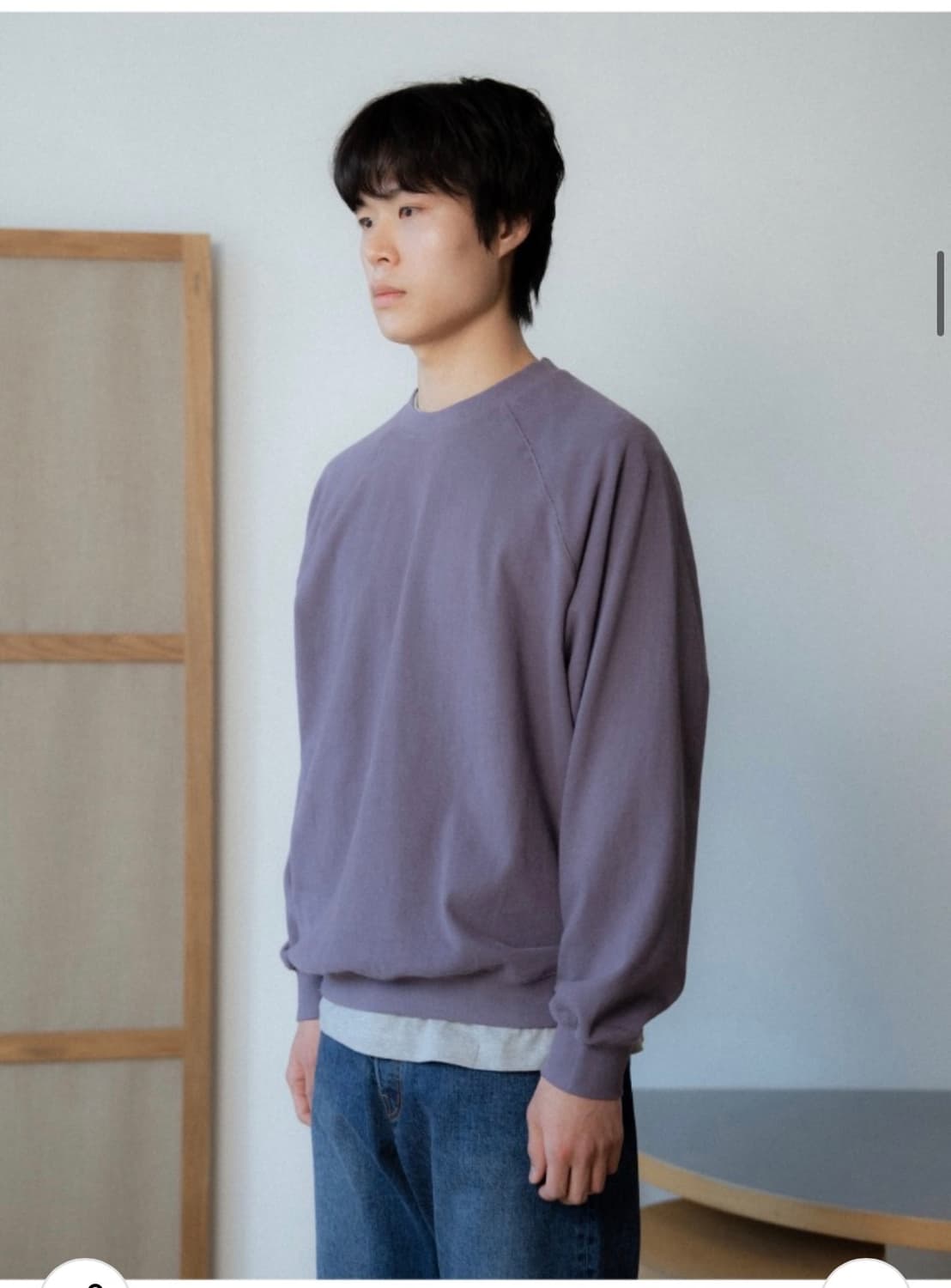 [2] 새상품 우드비 라이트 웨이트 스웻 셔츠 워시드 퍼플 상품이미지1