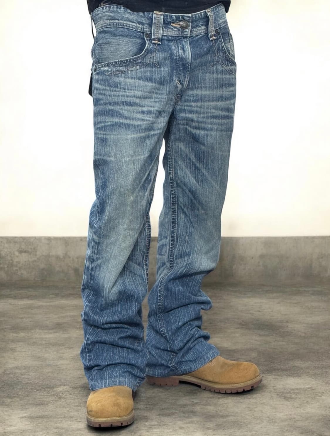 에드윈 웨스턴 레더 자수 디테일 워싱 데님팬츠 상품이미지1