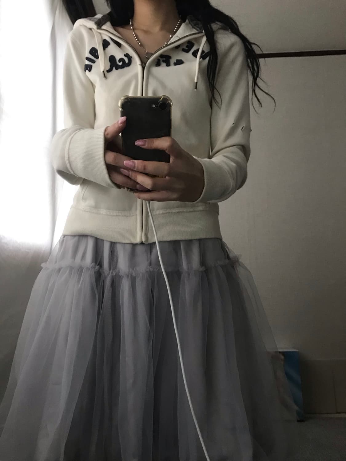 아베크롬비 아이보리 슬림핏 후드집업 상품이미지4