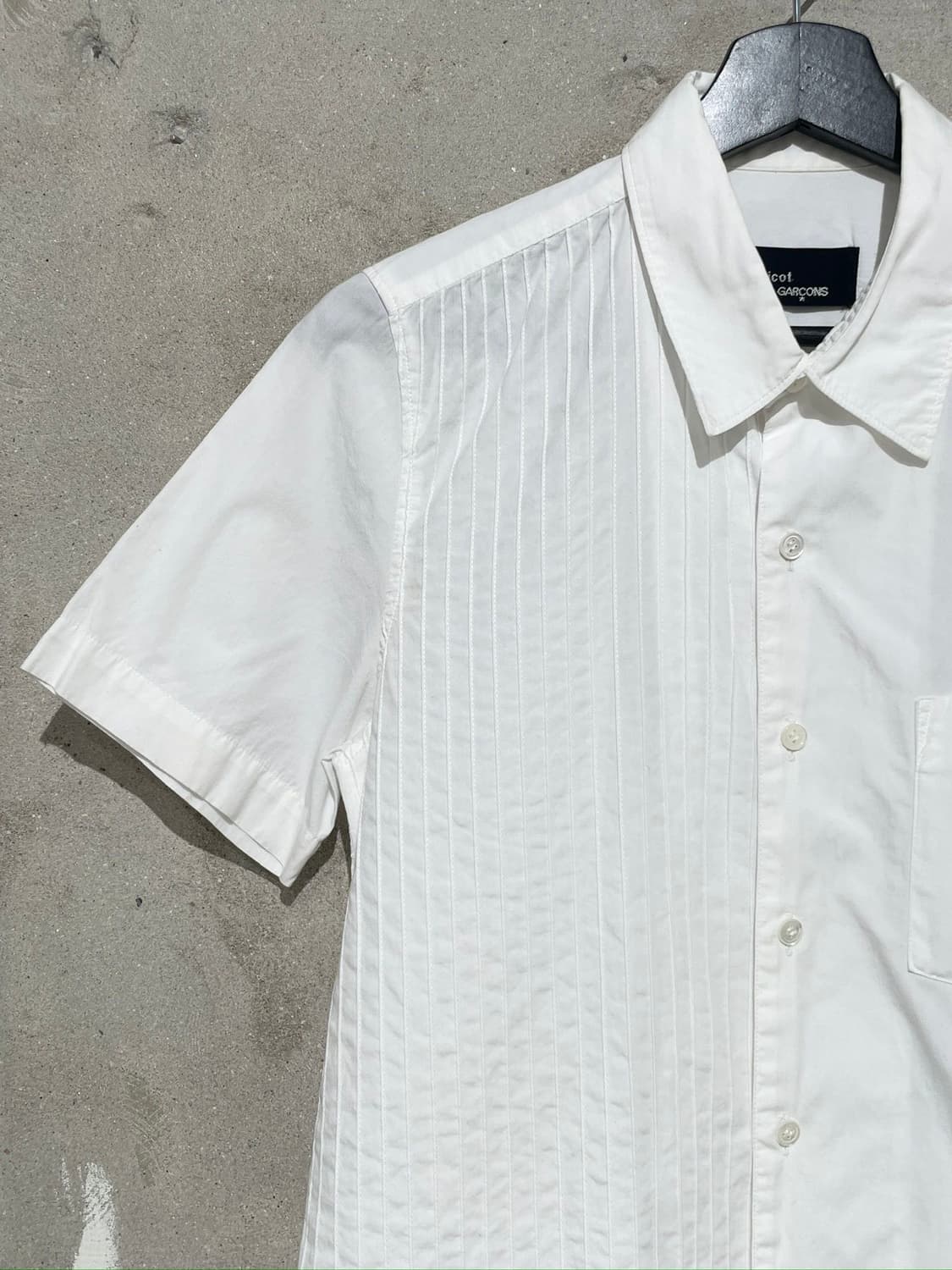 꼼데가르송 트리콧 화이트 ad1989 스플릿 스트라이프 하프 셔츠 상품이미지2