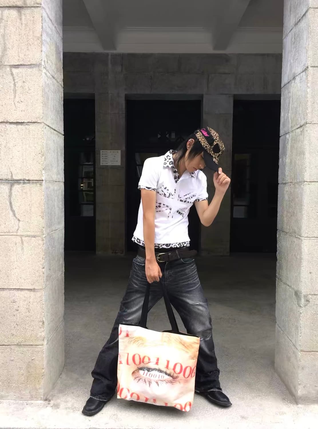 레오파드 유니온 카라 티셔츠 상품이미지4