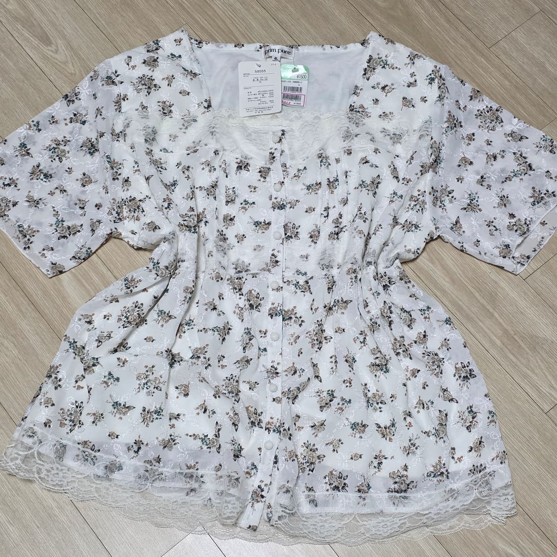 레이어드st 화이트 모리걸 로즈레이스 블라우스 상품이미지1