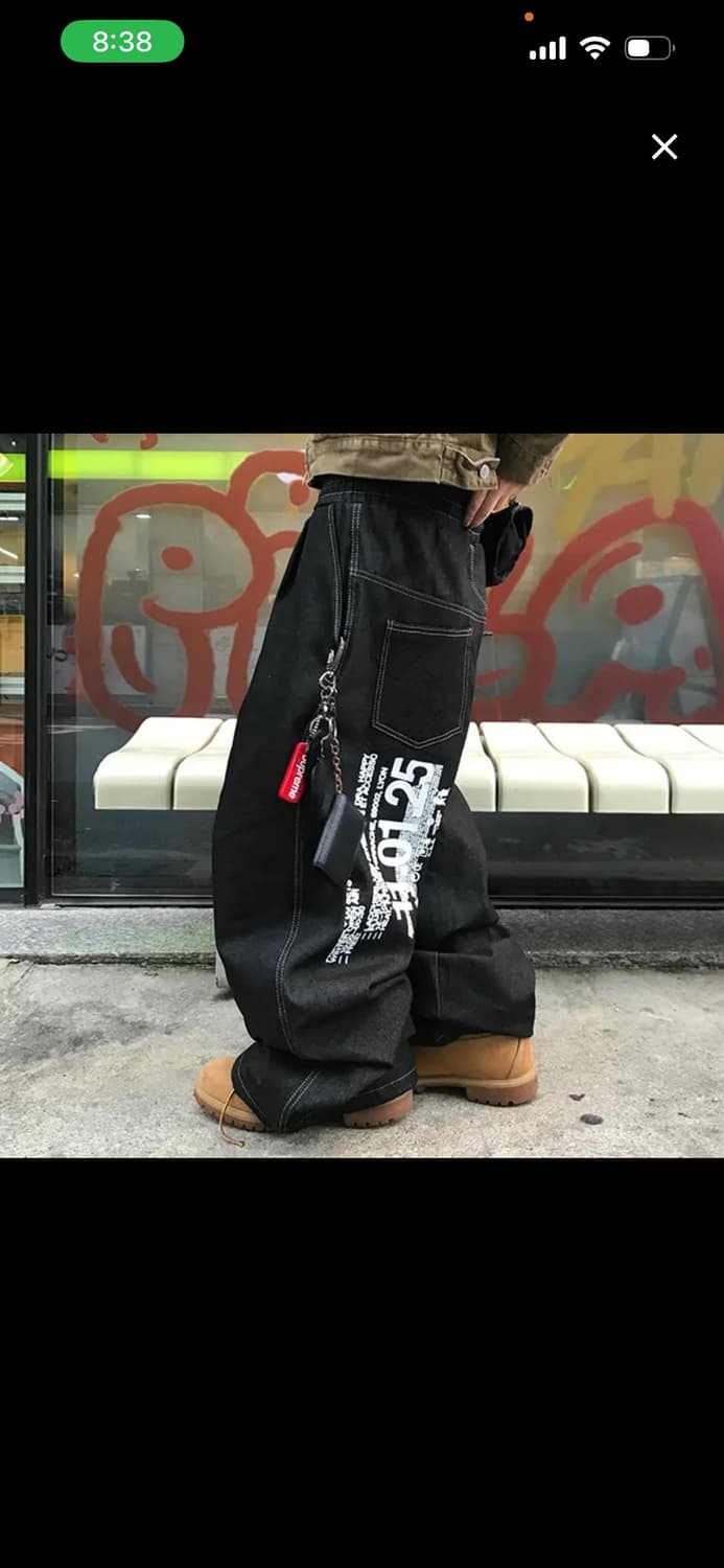 니치스 CM 일레븐 레터링 데님 와이드 팬츠 새상품 상품이미지1