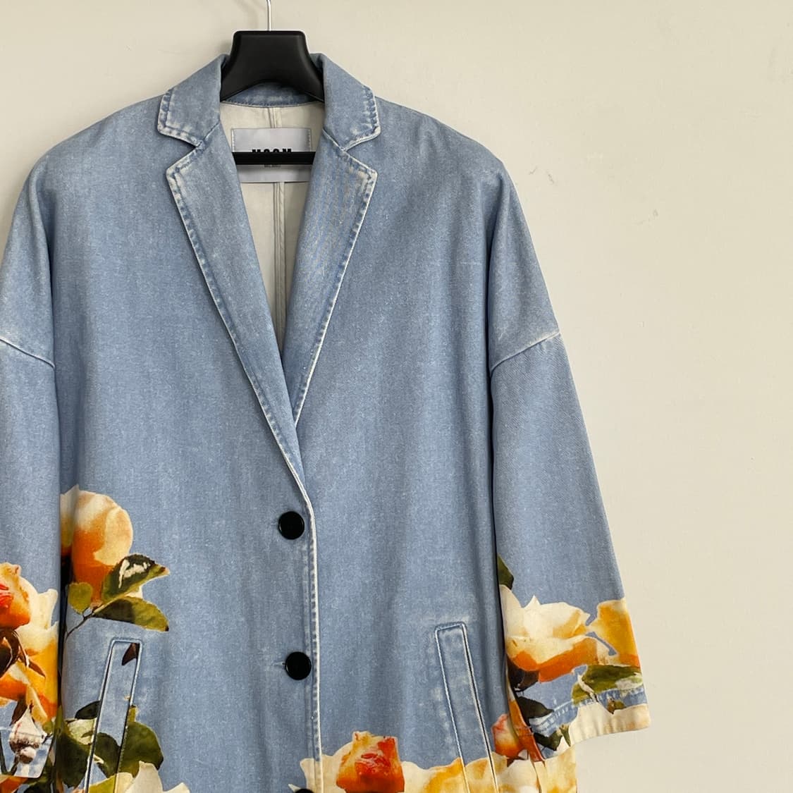 MSGM 데님 플라워 프린팅 롱 싱글 롱 코트 상품이미지3