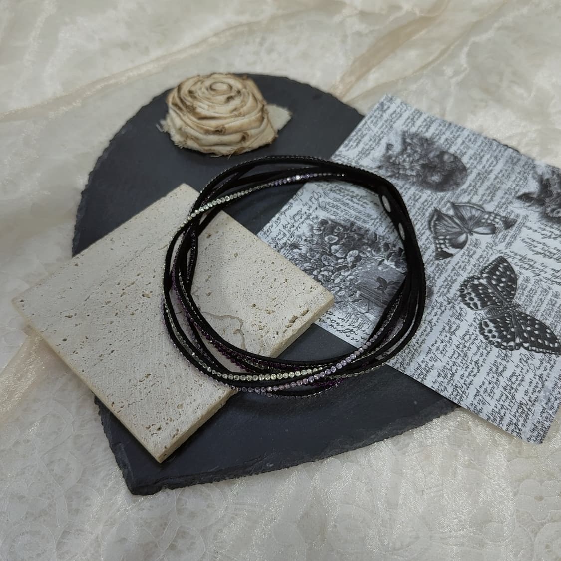 빈티지 컬러 오리엔탈 스웨이드 초커 레이어드 목걸이 상품이미지3